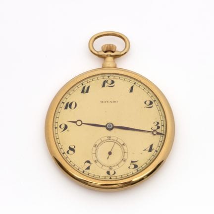 Montre de poche en or du 20e siècle par Movado, av