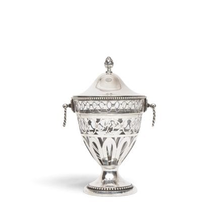 Sucrier avec récipient intérieur en verre blanc, s