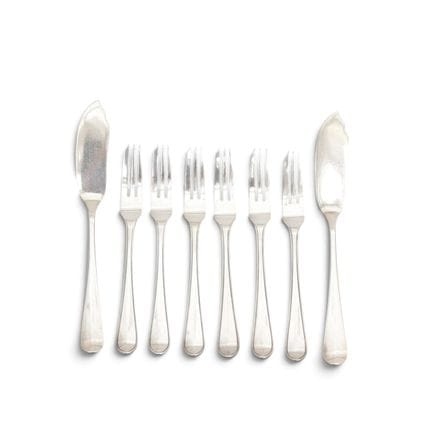 Lot de six petites fourchettes à gâteau, style Art