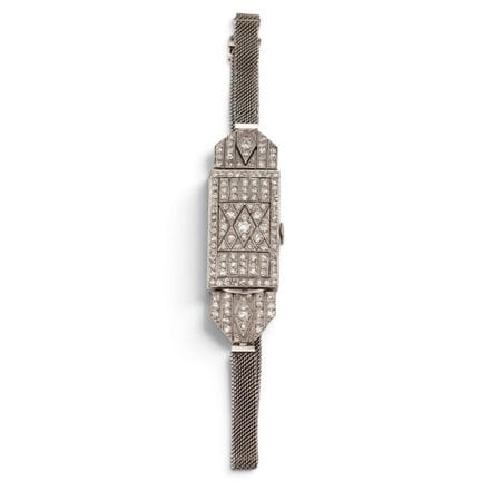 Montre-bracelet Art déco française sertie de diama