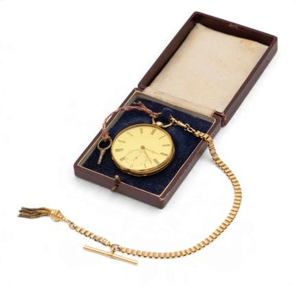 Une montre de poche à remontage à clé en or du XIX