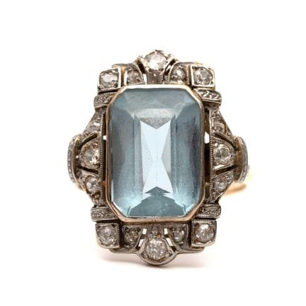 Bague Art déco sertie de diamants, avec un verre f