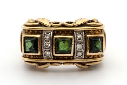 Bague en forme d'arc en tourmaline et diamant, le 