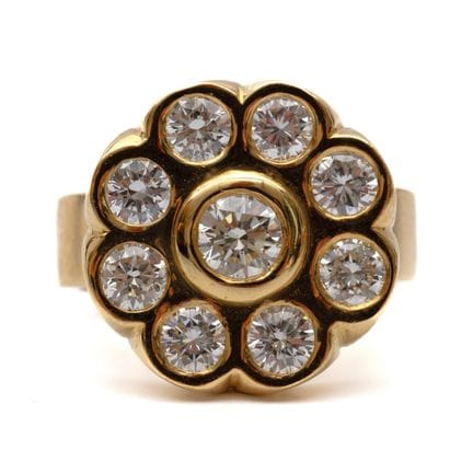 Bague à grappe de diamants. La partie supérieure, 