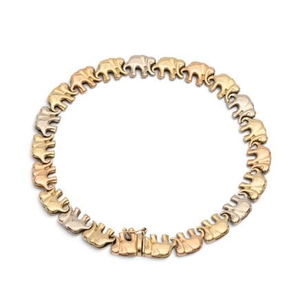 Un bracelet en or rouge, jaune et blanc, composé d
