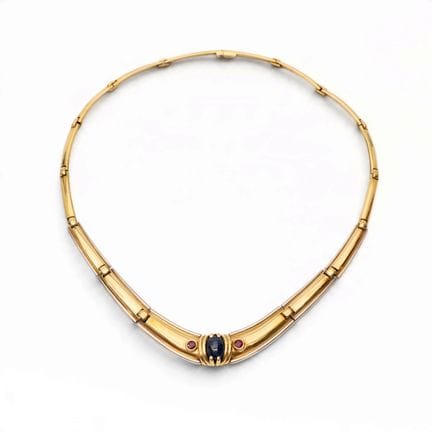 Collier ras-du-cou des années 1980 en saphir et ru