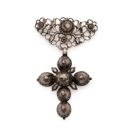 An 18th-century diamond Flemish cross. The top par