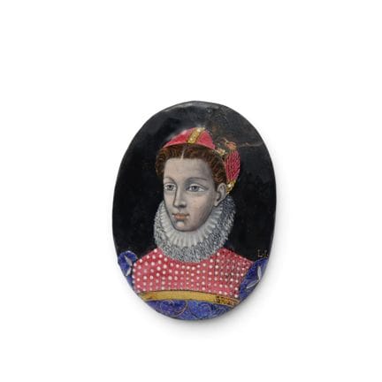 Limoges, placchetta ovale smaltata, firmata LL. Ra