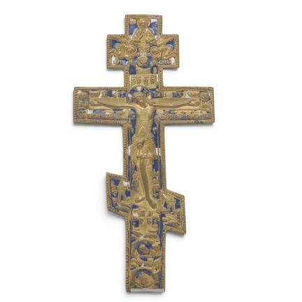 Russia, croce di benedizione in bronzo smaltato, X