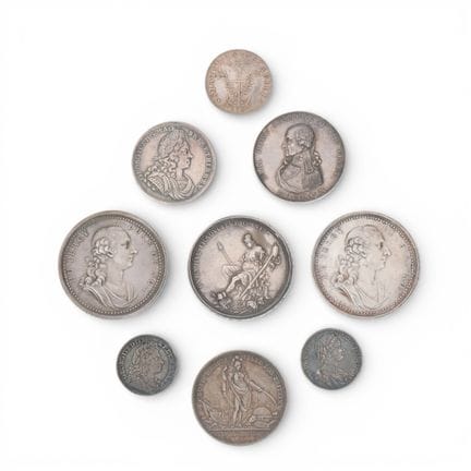 Inghilterra, vari penny d'argento, XVII e XVIII se