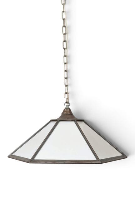 Lampada a sospensione in rame con pannelli in vetr