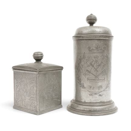Germania, brocca in stagno incisa, datata 1828, co