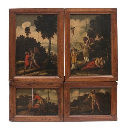 Quattro pannelli dipinti con raffigurazioni religi