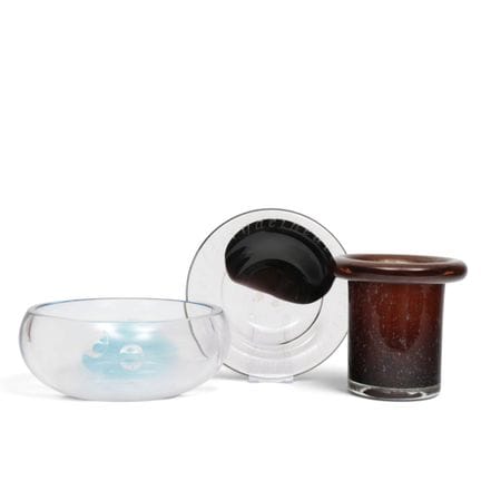 Bernard Heesen, vaso rosso con bordo ripiegato e b