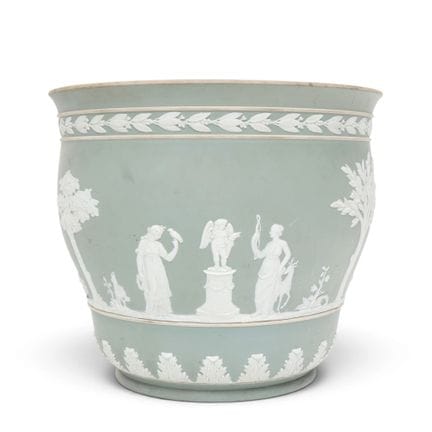 Wedgwood, coprivaso in jasperware verde, XIX secol