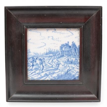 Delft, mattonella di terracotta bianca e blu, XVII