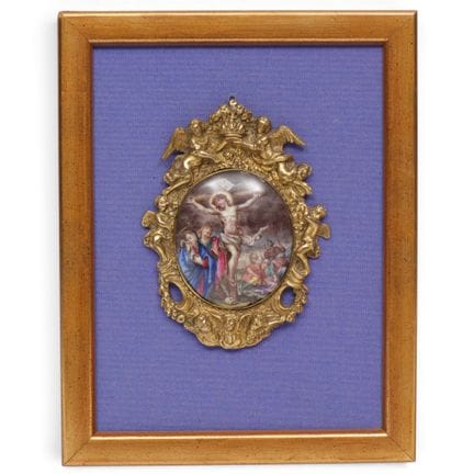 Limoges, placchetta ovale in smalto raffigurante i