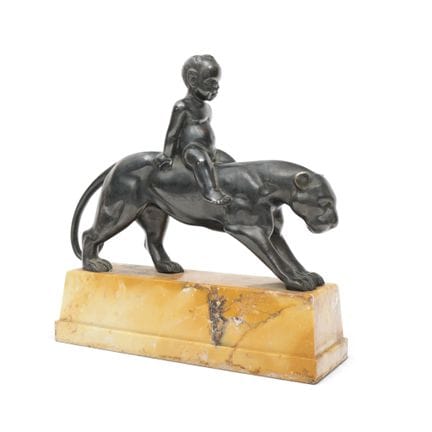 Italia, scultura in bronzo patinato nero, “Bambino