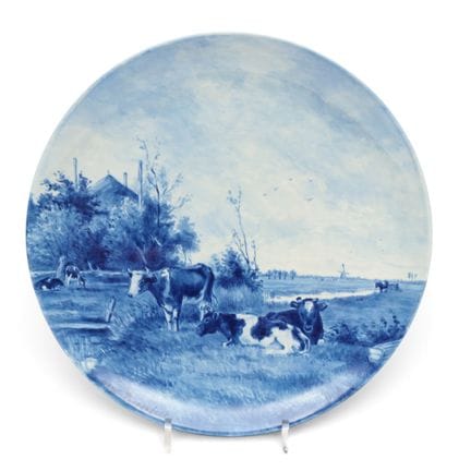 Delft, piatto in ceramica blu e bianca, contrasseg