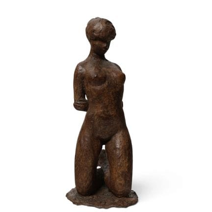Scultura in bronzo patinato marrone, nudo femminil