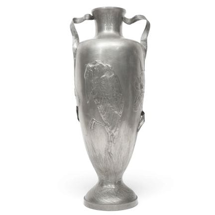 Kayserzinn, vaso ornamentale in stagno, Art Nouvea
