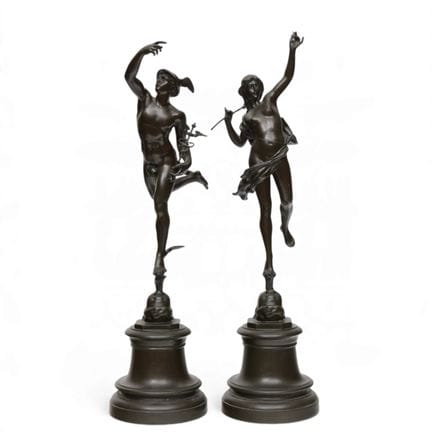 Due sculture in bronzo, “Fortuna e Mercurio”, XX s