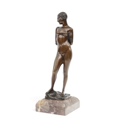 Ernest Leger, scultura in metallo con patina marro