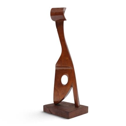Scultura bioformale in legno di teak, XX secolo; r