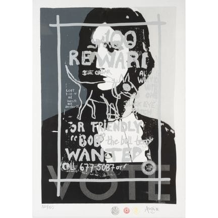 奥雷尔（生于1963年）
《100 Reward》
丝网印刷
经艺术家亲笔签名并编号“122/125
