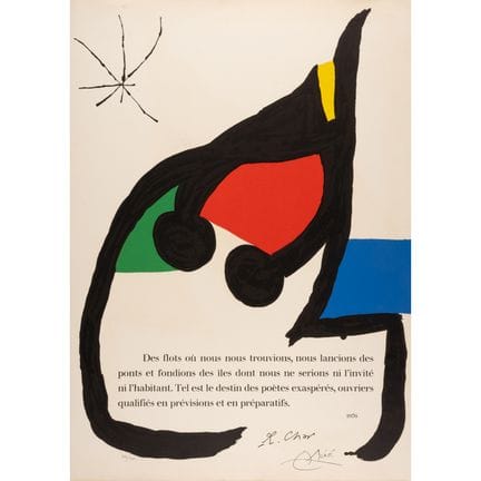 Joan MIRO (1893-1983) 
Lámina para ilustrar a René