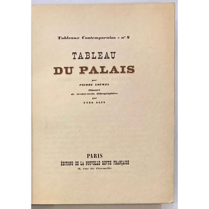 LOEWEL (Pierre).
Cuadro del Palacio.
París, La nou
