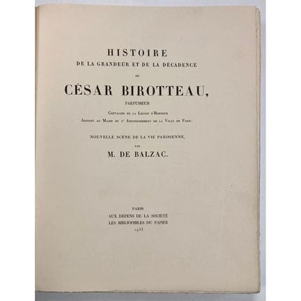 BALZAC (Honoré de).
Historia de la grandeza y la d
