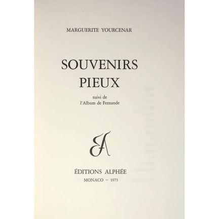 YOURCENAR (Marguerite).
Recuerdos piadosos, seguid