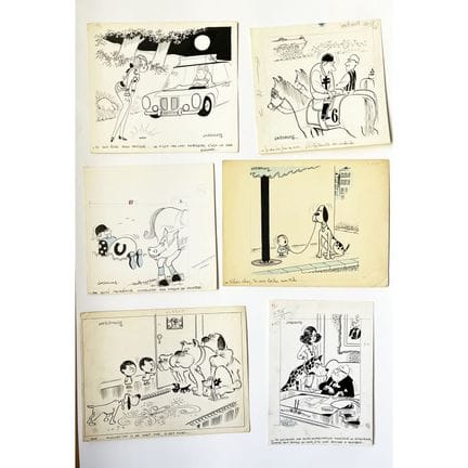 罗伯特·拉萨尔维（1932-2001）
我们的动物朋友——六幅签名原创幽默插画合集
“我得向你们坦白