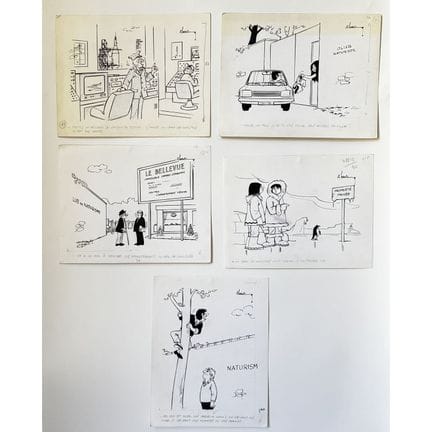 安德烈·哈维克（1918-2010）
自然主义者——五幅签名原创幽默插画合集
私人收藏：“这里应该建