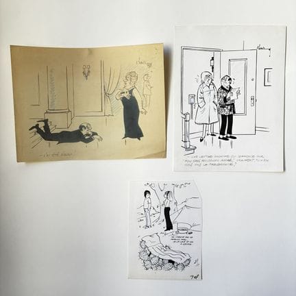 安德烈·哈维克（1918-2010）
《各式情侣》（3）——三幅签名原创幽默插画合集
“别找那个轮胎