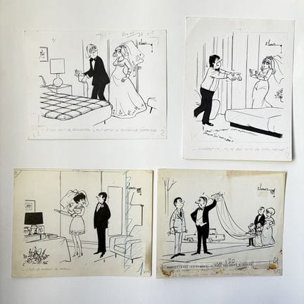 安德烈·哈维克（1918-2010）
《婚姻之乐》（1）——一套四幅署名原创幽默插画
“什么？你全身