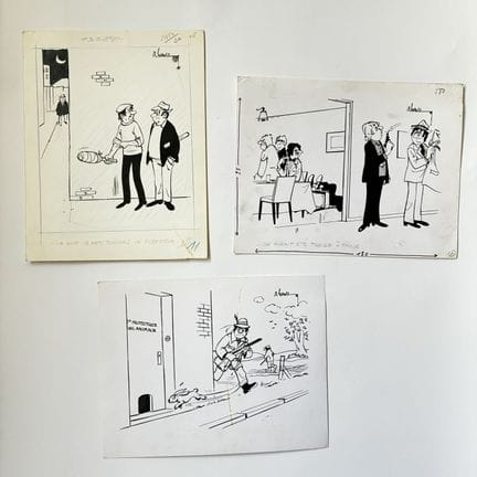 安德烈·哈维克（André HARVEC，1918-2010）
《黑帮》——一套三幅署名原创幽默插画