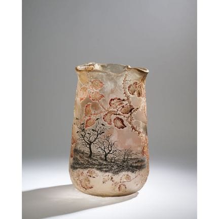DAUM
Bedeutende zylindrische Vase aus mattiertem G