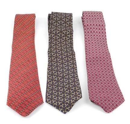 HERMES
Set of three Hermès ties, 100% silk