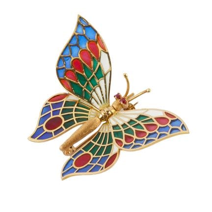 ORO DE 18 QUILATES 
Broche con forma de mariposa «