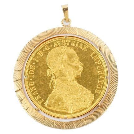 10 FRANCOS DE 1915, ORO DE 14 QUILATES
Colgante de