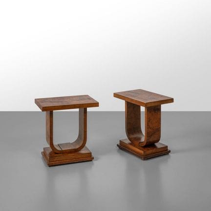 TWO COFFEE TABLES  from the 1930s. 
Walnut burl.
4