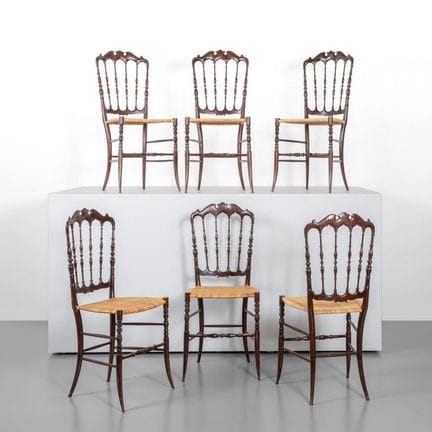 SIX CHIAVARINA CHAIRS  from the 1950s.
Aniline-dye