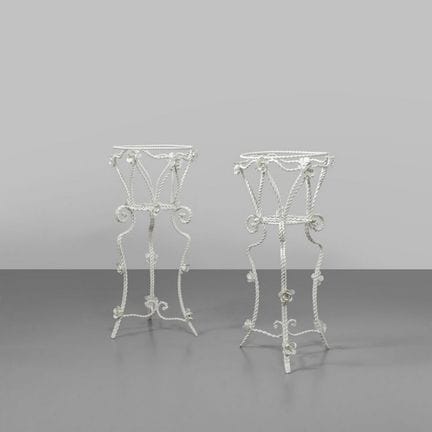 TWO PLANTERS  from the 1960s. 
Painted interwoven 