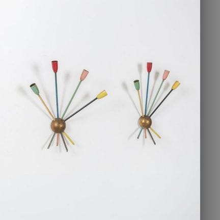 GCME, 1960er Jahre.
Zwei Wandleuchten.
Lackiertes 
