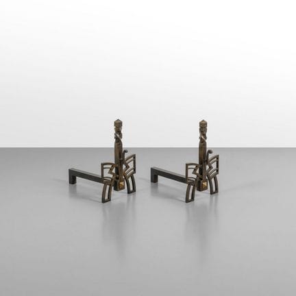 A PAIR OF FIREPLACE SCREENS from the 1960s. 
Steel