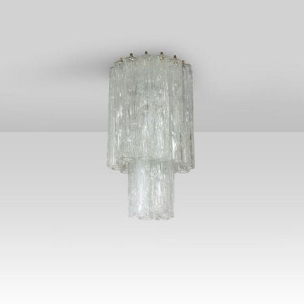 MURANO 1960s.
Pendant lamp.
Glass with 'bark' surf