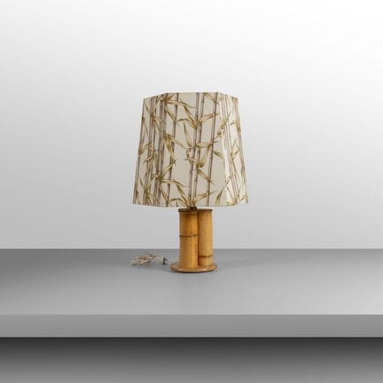 EINE TISCHLAMPE aus den 70er Jahren. 
Bambuslamina