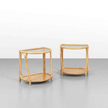 TWO NIGHTSTANDS  from the 1960s. 
Natural Malacca 